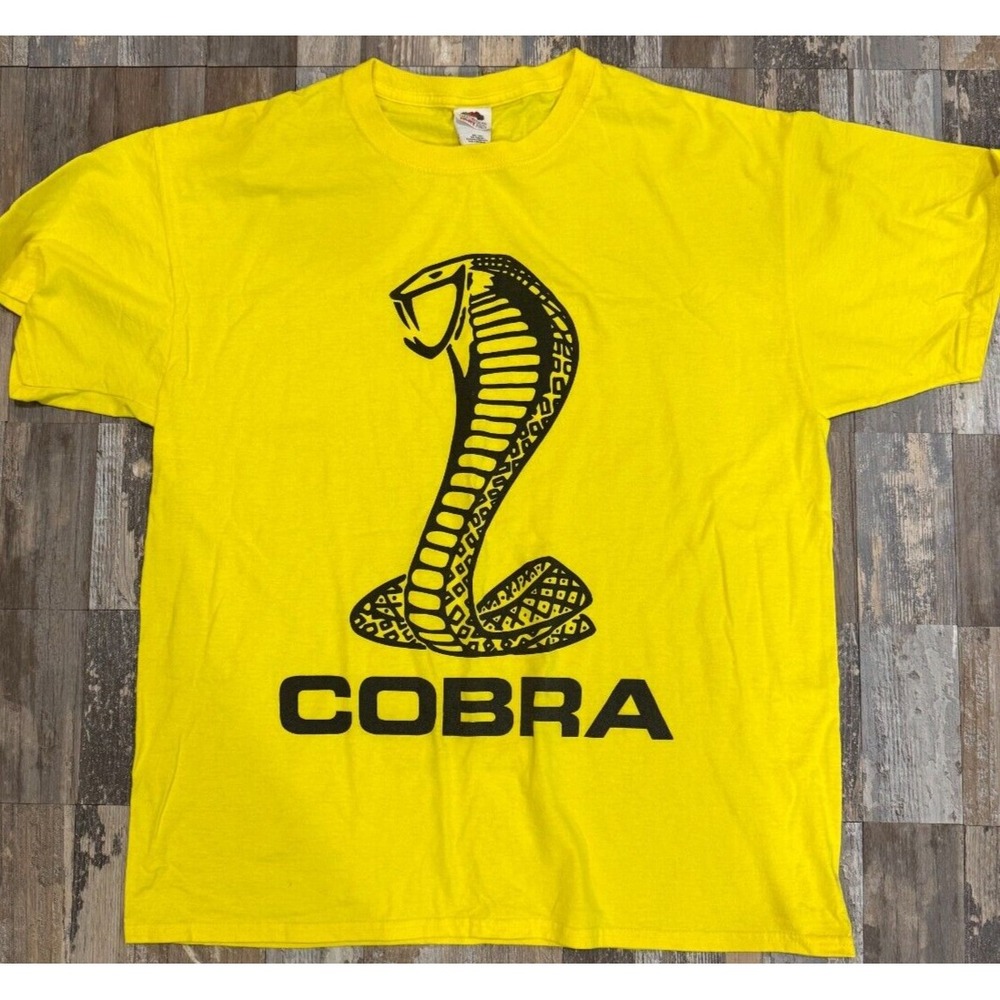 Ford Mustang Cobra T-Shirt Men's Large Yellow Muscle Car Size L